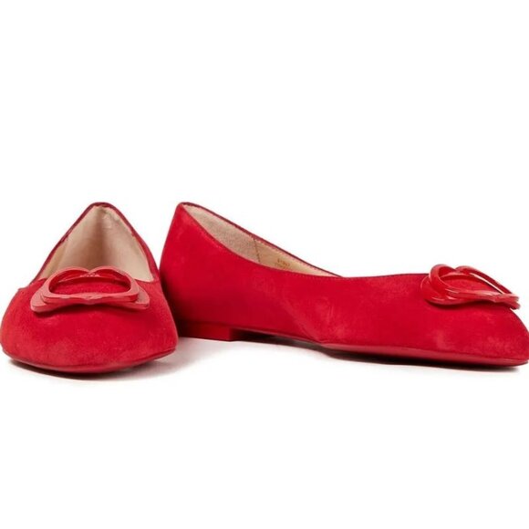Stuart Weitzman Adeliza Tonal Suede Ballet Flats Red Size 9 - Picture 1 of 11